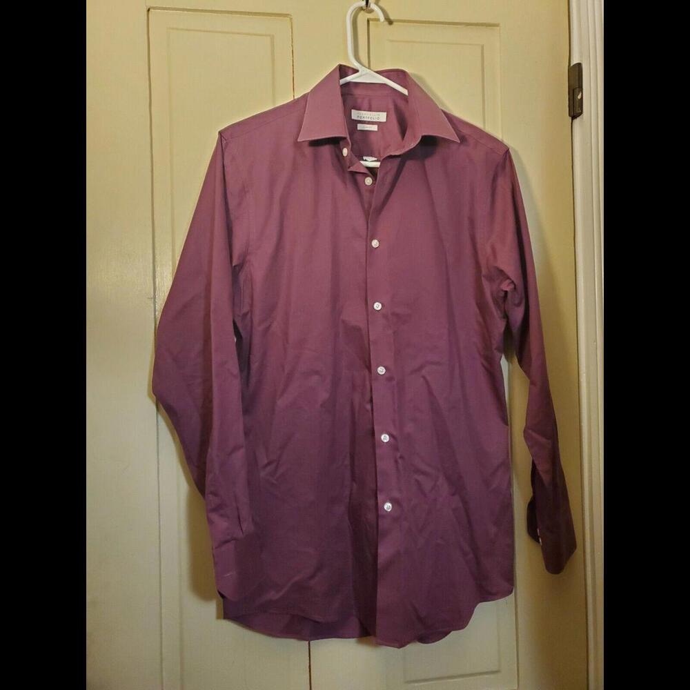 Perry Ellis Portfolio Purple Dress Shirt Men's Size 15 32/33